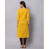 Alena Cotton Embroidered Straight Womens Kurti - Mustard ( Pack of 1 ) - None