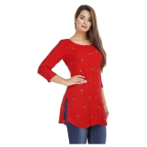 JC4U - Red Rayon Womens Straight Kurti ( Pack of 1 ) - XL