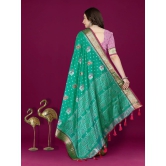 Teal Patola Silk Woven Design Zari Meenakari Weaving Saree