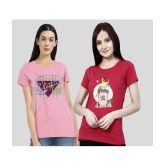 CHOZI - Pink Cotton Regular Fit Women's T-Shirt ( Pack of 2 ) - None