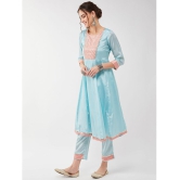 Pannkh - Light Blue Art Silk Womens A-line Kurti ( Pack of 1 ) - None