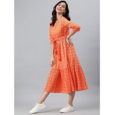 Janasya - Cotton Orange Womens Fit And Flare Dress ( Pack of 1 ) - None