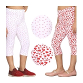 2K KIDS Capri Leggings For Girls |All Over Printed |Viscose Blend  (Red Heart::Butterfly,13 Years - 14 Years) - Pack Of 2 (2KGLCVAOP_2C_RH_BF_1314Y) - None