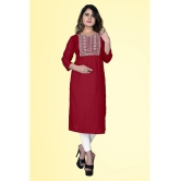 haya fashion - Maroon Rayon Women's Straight Kurti ( Pack of 1 ) - None