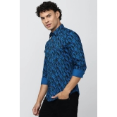 Men Blue Super Slim Fit Print Full Sleeves Casual Shirt