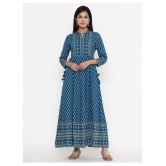 Kbz Turquoise Rayon Anarkali Kurti - S