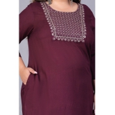 Preksha Rayon Embroidered Straight Women's Kurti - Wine ( Pack of 1 ) - None