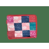 NIRJHARI Handmade Cotton Cloth Patchwork Handbag Pink & Green (Small) Pack of 1