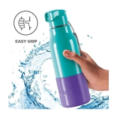 Milton Steel Sprint 600 Insulated Inner Stainless Steel Water Bottle, 510 ml, Aqua Green | Hot or Cold | Easy Grip | Leak Proof | Kids School Bottle | Office | Gym | Hiking | Treking | Trave