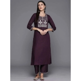 Varanga Viscose Embroidered Straight Womens Kurti - Burgundy ( Pack of 1 ) - None