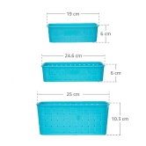 Vegetable & Fruit Plastic Basket Set (3 in 1)-Blue