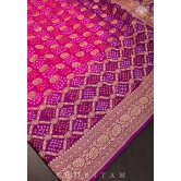 Ombre Purple-Pink Shades - Authentic Hand Bandhej Banarasi Silk Georgette Saree | SILK MARK CERTIFIED