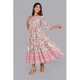 Smien Rayon Printed Anarkali Womens Kurti - Pink ( Pack of 1 ) - None