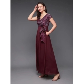 Miss Chase Georgette Self Design Full Length Womens Gown - Wine ( Pack of 1 ) - None