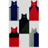 Hap Kings Multi Cotton Colorblock Boys Vest ( Pack of 5 ) - None