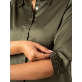 Olive Satin Shirt-XXL