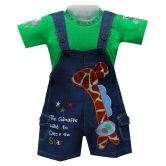 Zadmus Unisex Top and Dungaree Set Denim, Green  - 0-6 Months