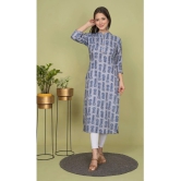 Estela Cotton Blend Printed Straight Womens Kurti - Grey ( Pack of 1 ) - None