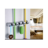 Hi-Lee Mop and Broom Holder | Wall Hanging, 5 Slots with 6 Inbuilt Hanging Hooks/Magic Holder Broom and Mop Organizer