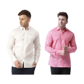 KLOSET By RIAG 100% Cotton Regular Fit Solids Full Sleeves Men's Casual Shirt - Fluorescent Pink ( Pack of 2 ) - None