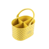 Polka Dot Cutlery Holder - Yellow