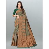 Om Shantam Sarees - Green Banarasi Silk Saree With Blouse Piece ( Pack of 1 ) - Green