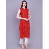 HIGHLIGHT FASHION EXPORT Rayon Printed Straight Womens Kurti - Red ( Pack of 1 ) - None