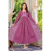 Vbuyz Cotton Printed Anarkali Womens Kurti - Lavender ( Pack of 1 ) - None