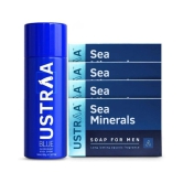 Ustraa Blue Deodorant - 150 ml & Deo Soap Sea Minerals - 100g (Pack of 4)