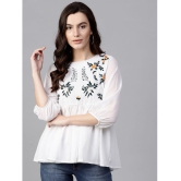 Pannkh Polyester Regular Tops - White Single - M