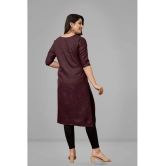 Parastri Cotton Embroidered Straight Womens Kurti - Maroon ( Pack of 1 ) - None