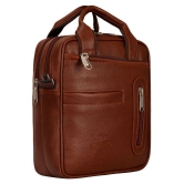 Leather World Messenger Bag Tan Leather Casual Messenger Bag - Tan