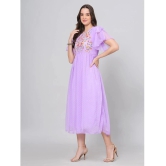 JC4U Crepe Embroidered Midi Womens Fit & Flare Dress - Purple ( Pack of 1 ) - None