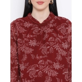 Oxolloxo Women Maroon & White Floral Print Maternity Top