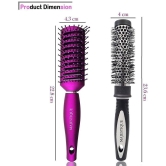 Majestique 2Pcs Professional Round Brush For Blow Drying And Vent Blow Brush Medium (Purple/ Black)