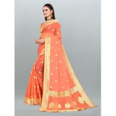 Om Shantam Sarees - Peach Organza Saree With Blouse Piece ( Pack of 1 ) - Peach