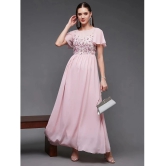 Miss Chase Georgette Embellished Full Length Womens Fit & Flare Dress - Pink ( Pack of 1 ) - None