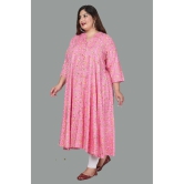 Swasti Cotton Blend Printed Shirt Style Womens Kurti - Pink ( Pack of 1 ) - None