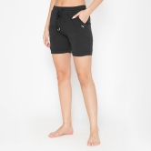 Plain Knitted Shorts For Women - Black Black M