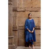 Midnight blue kurta set with dupatta-S