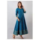 SVARCHI - Blue Cotton Womens Anarkali Kurti ( Pack of 1 ) - M