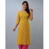 Doriya Rayon Printed 3/4th Sleeves Straight Yellow Kurti Single - None