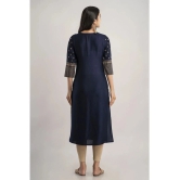 MAUKA - Navy Rayon Womens Straight Kurti ( Pack of 1 ) - None