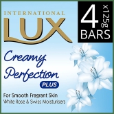 Lux International White Flower Creamy Perfection Soap Bar, Enriched With Swiss Moisturizers, 500 G (Pack Of 4)