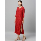 KIPEK - Red Rayon Womens Straight Kurti ( Pack of 1 ) - None