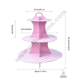 Cake Decor™ 3 Tier Stripe Cardboard Cupcake Stand - (1 Piece)-PINK