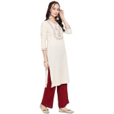 Antaran Cotton Blend Embroidered Straight Women's Kurti - White ( Pack of 1 ) - None