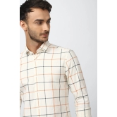 Men Cream Super Slim Fit Check Full Sleeves Casual Shirt