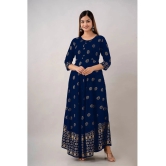 Kapadia - Navy Blue Rayon Womens Anarkali Kurti ( Pack of 1 ) - None