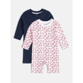 miniklub Multicolor Cotton Rompers For Baby Boy ( Pack of 2 ) - None